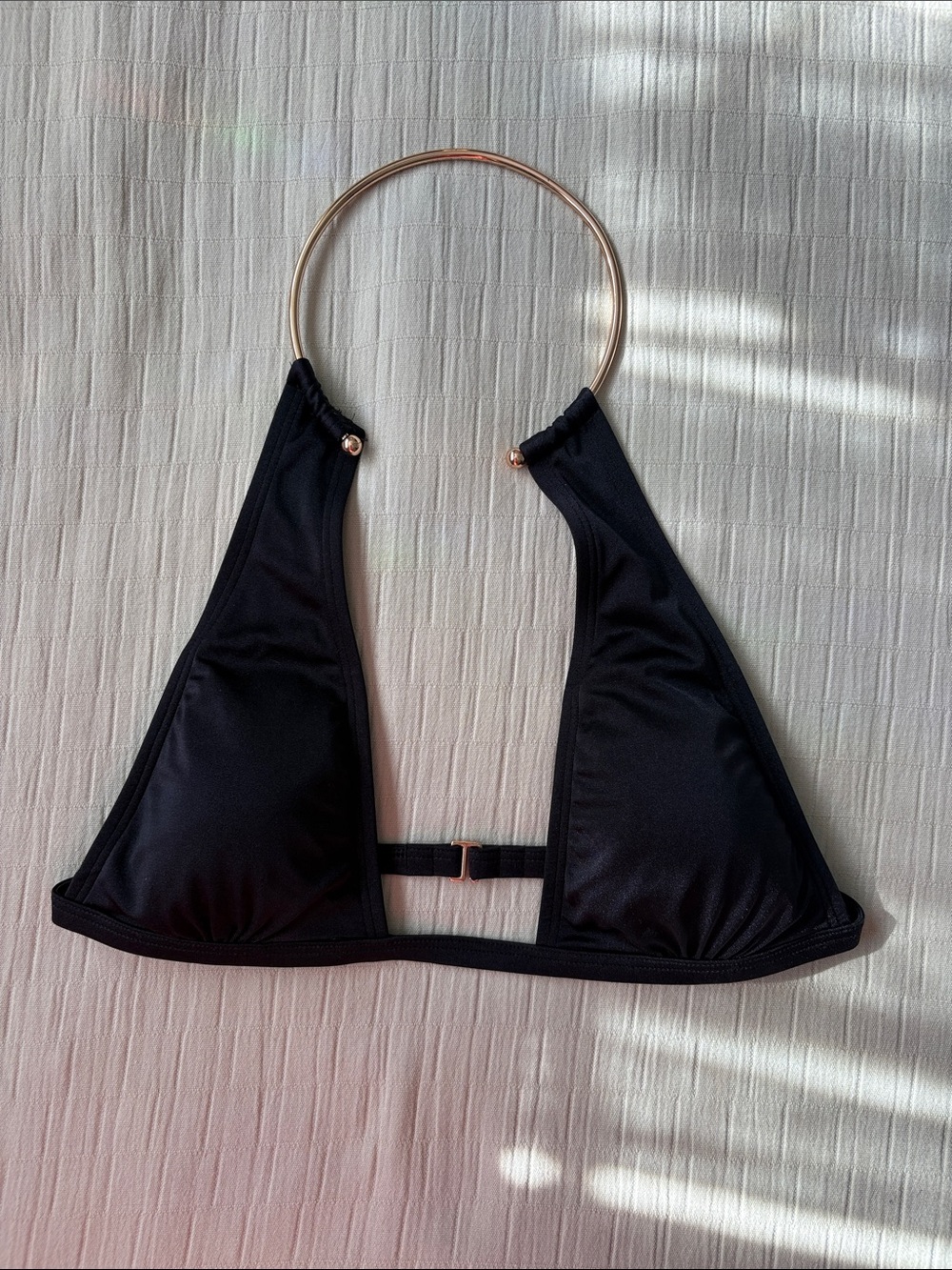 VS Black Triangle Bikini Top with Gold Halter Ring